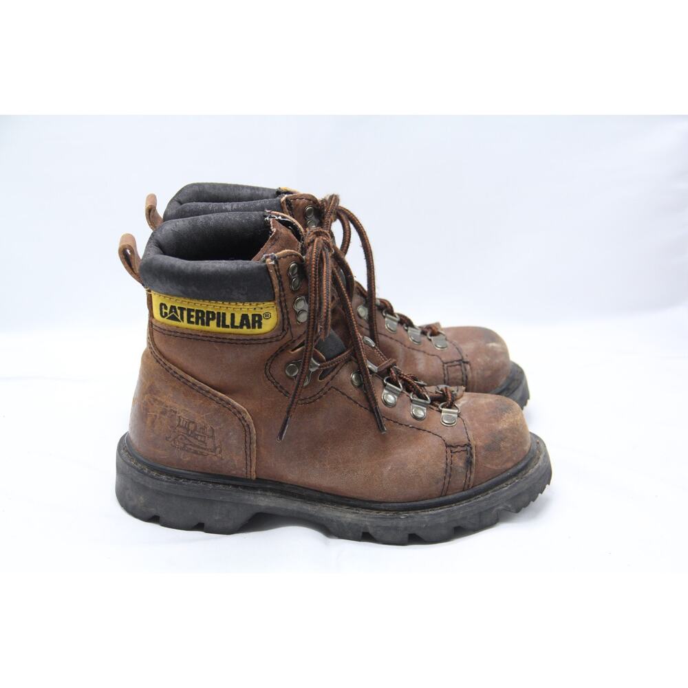 CAT Caterpillar Boots Womens Sz 5.5 Wide Brown Leather Soft Toe Work Industrial